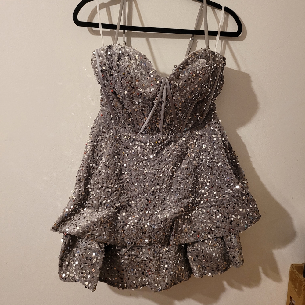 Sparkling Silver Sequin Dress